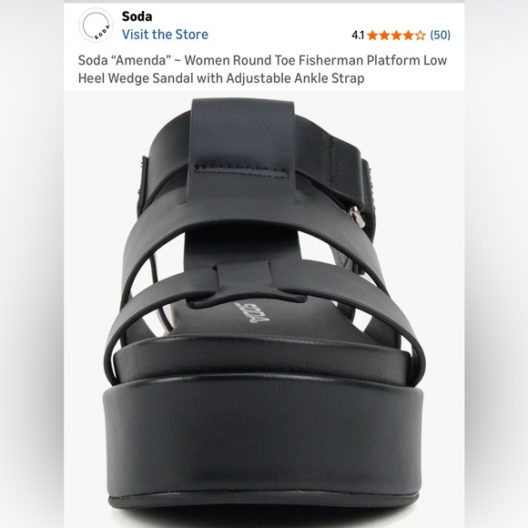 Soda Black Strappy Platform Sandals - Picture 8 of 10